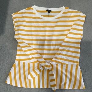 Talbots Yellow and White Short Sleeve Knit Top Size XL Petite